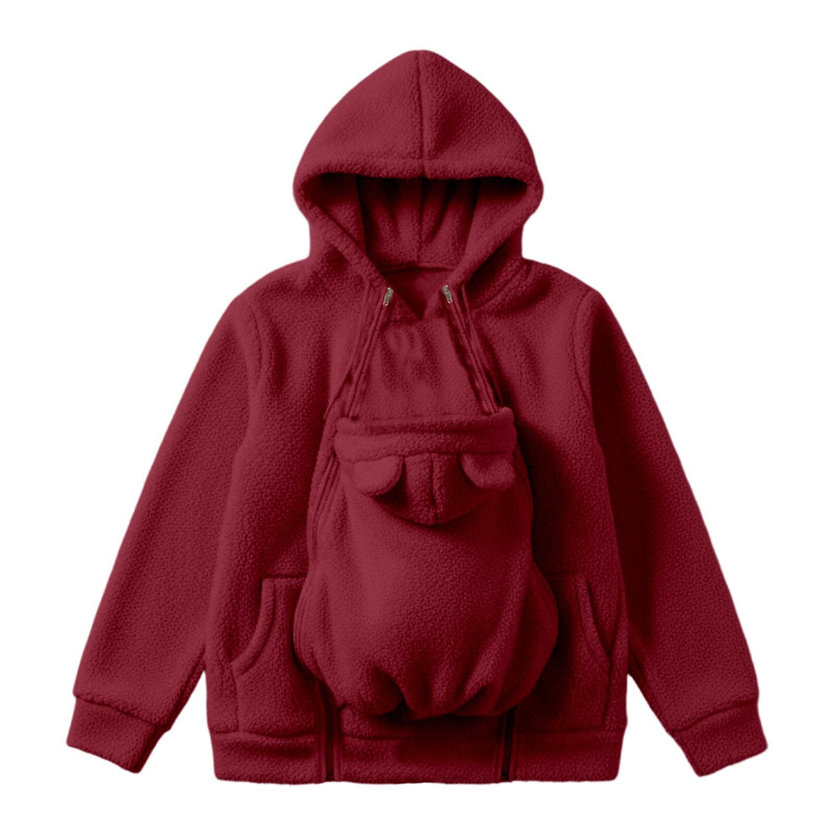 Kurtka z kapturem 2 w 1 z ciepłego polaru z nosidełkiem dla niemowląt, bluza z długim rękawem z imitacji futra, pluszowa bluza, kurtka dla mamy na zewnątrz, torba na dziecko.