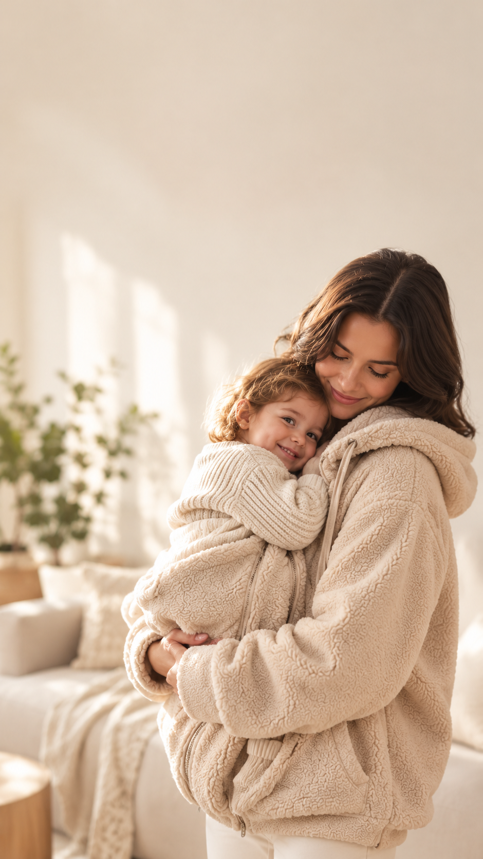 2-in-1 Mom & Baby Fleece Hoodie – Warm Babywearing Sweatshirt