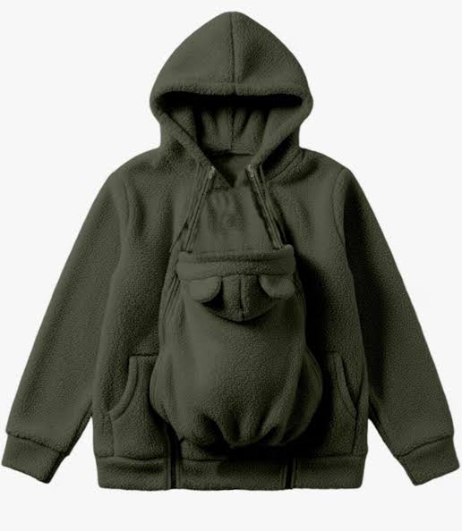 2-in-1 Mom & Baby Fleece Hoodie – Warm Babywearing Sweatshirt